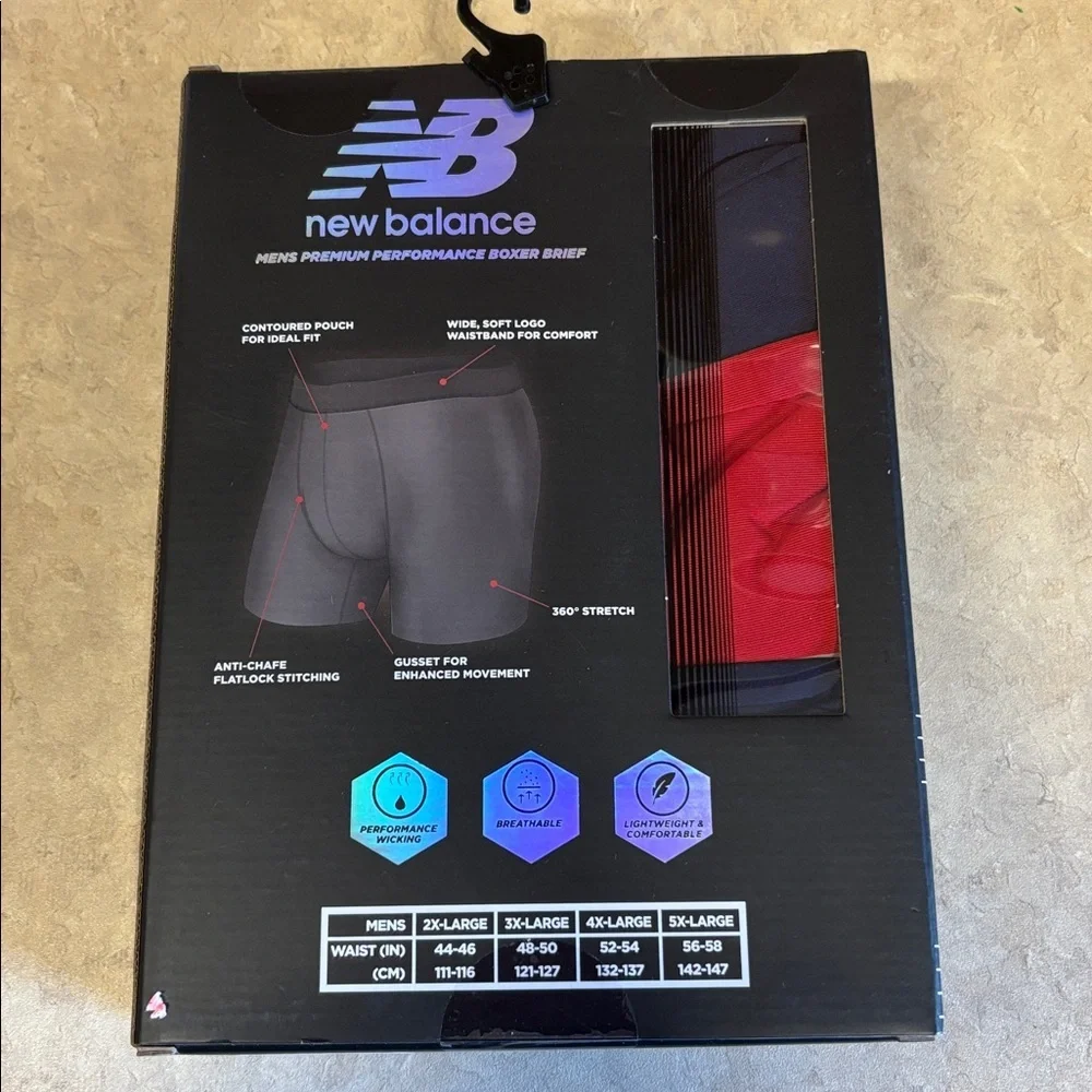 New Balance 3XL Plus Size Performance Wicking Boxer Briefs 3‎ Pair